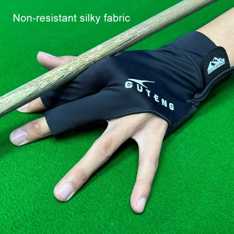 GUTENG Three Finger Thin Breathable Wear-Resistant Non-Slip Snooker Billiard Gloves, Style: Left Thumb Half Finger (Printed Red)