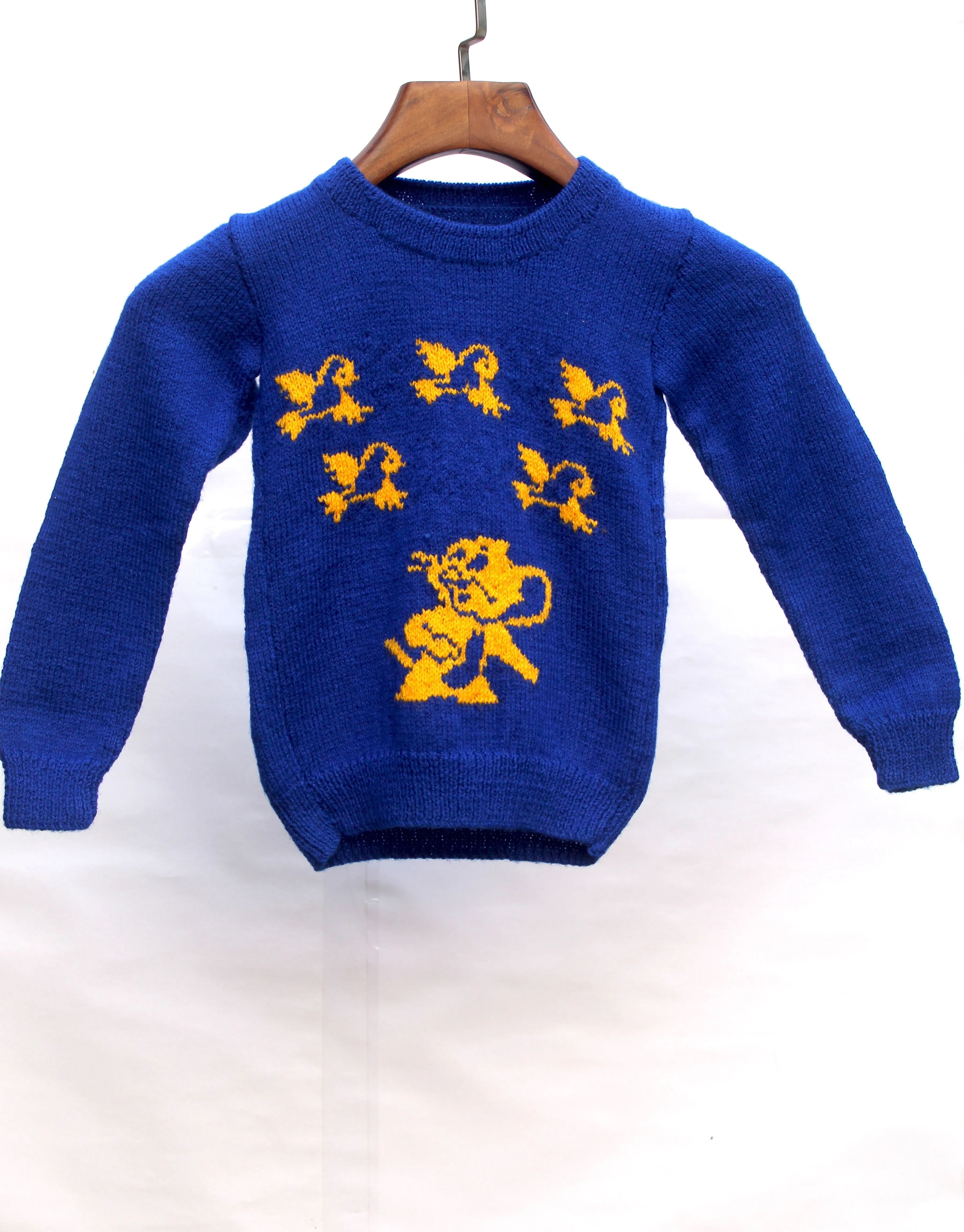 Handmade Woonie Knitting Graminarts Full Sleeve Pullover For Baby Boy- Deep Royal Blue