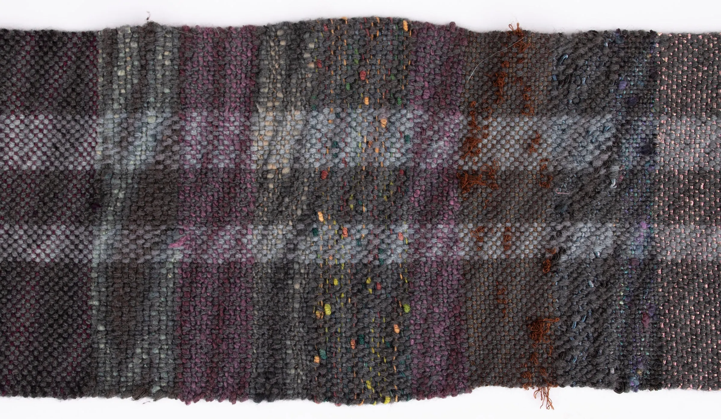 Handwoven and Overdyed Scarf, "Fog," 7" x 54"