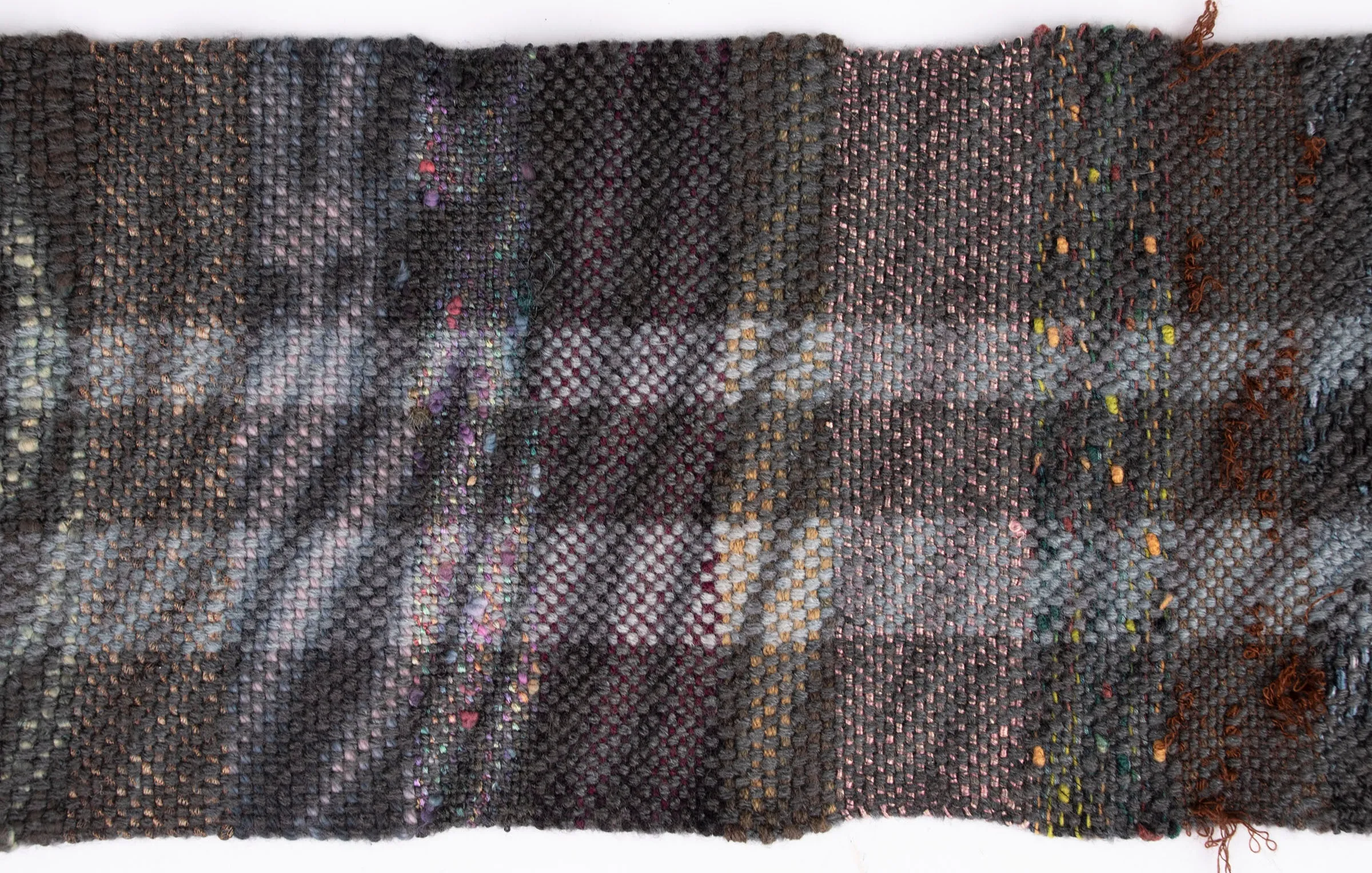 Handwoven and Overdyed Scarf, "Fog," 7" x 54"