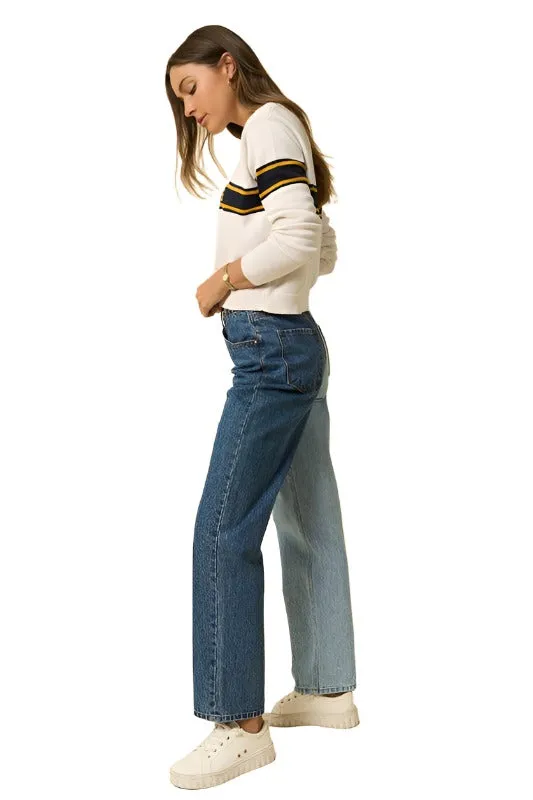 High Waist Crossover Straight Jeans