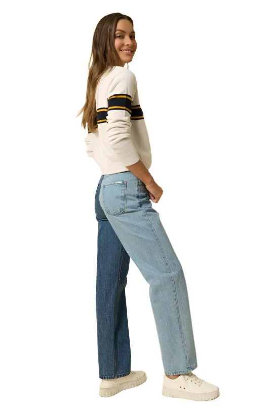 High Waist Crossover Straight Jeans