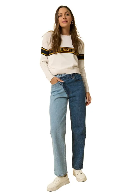 High Waist Crossover Straight Jeans