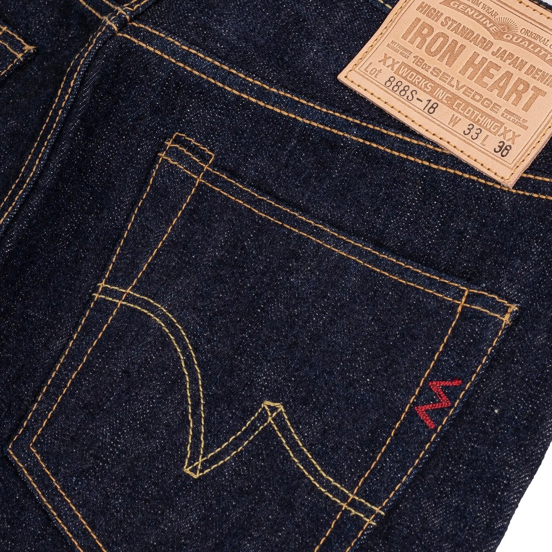 IH-888S-18 18oz Vintage Selvedge Denim Medium/High Rise Tapered Cut Jeans - Indigo