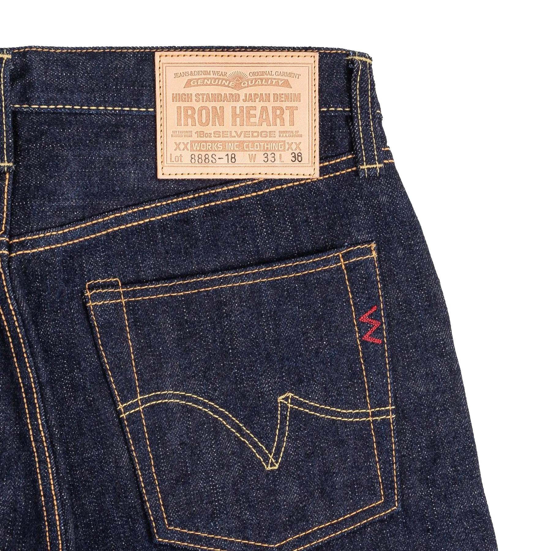 IH-888S-18 18oz Vintage Selvedge Denim Medium/High Rise Tapered Cut Jeans - Indigo