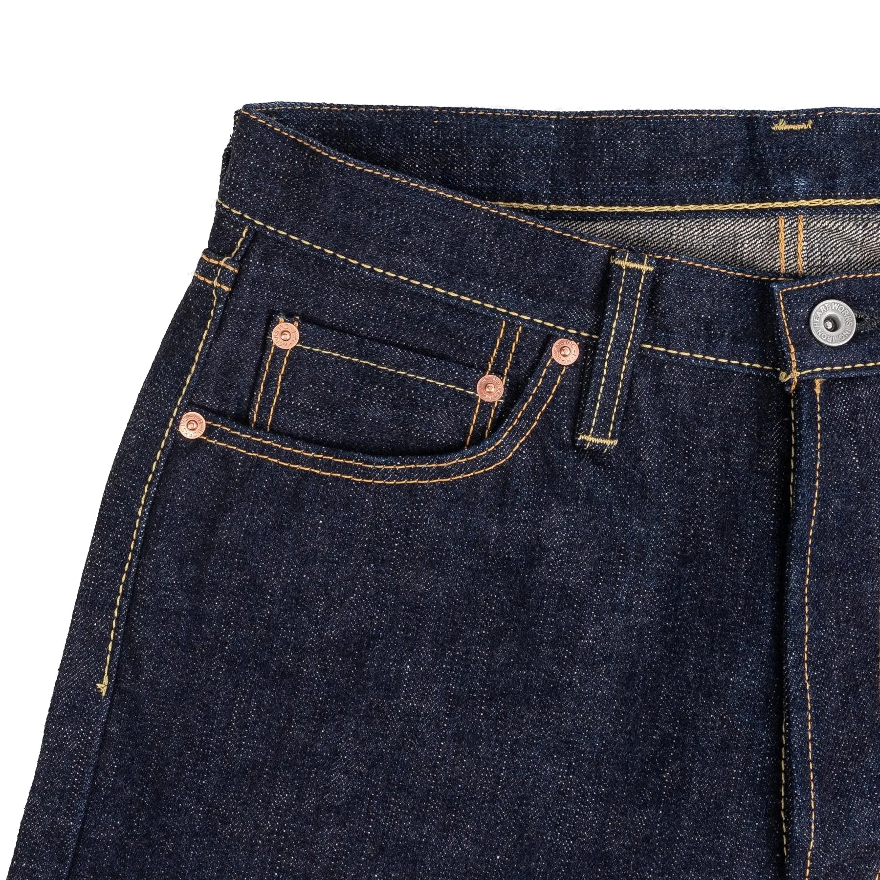 IH-888S-18 18oz Vintage Selvedge Denim Medium/High Rise Tapered Cut Jeans - Indigo