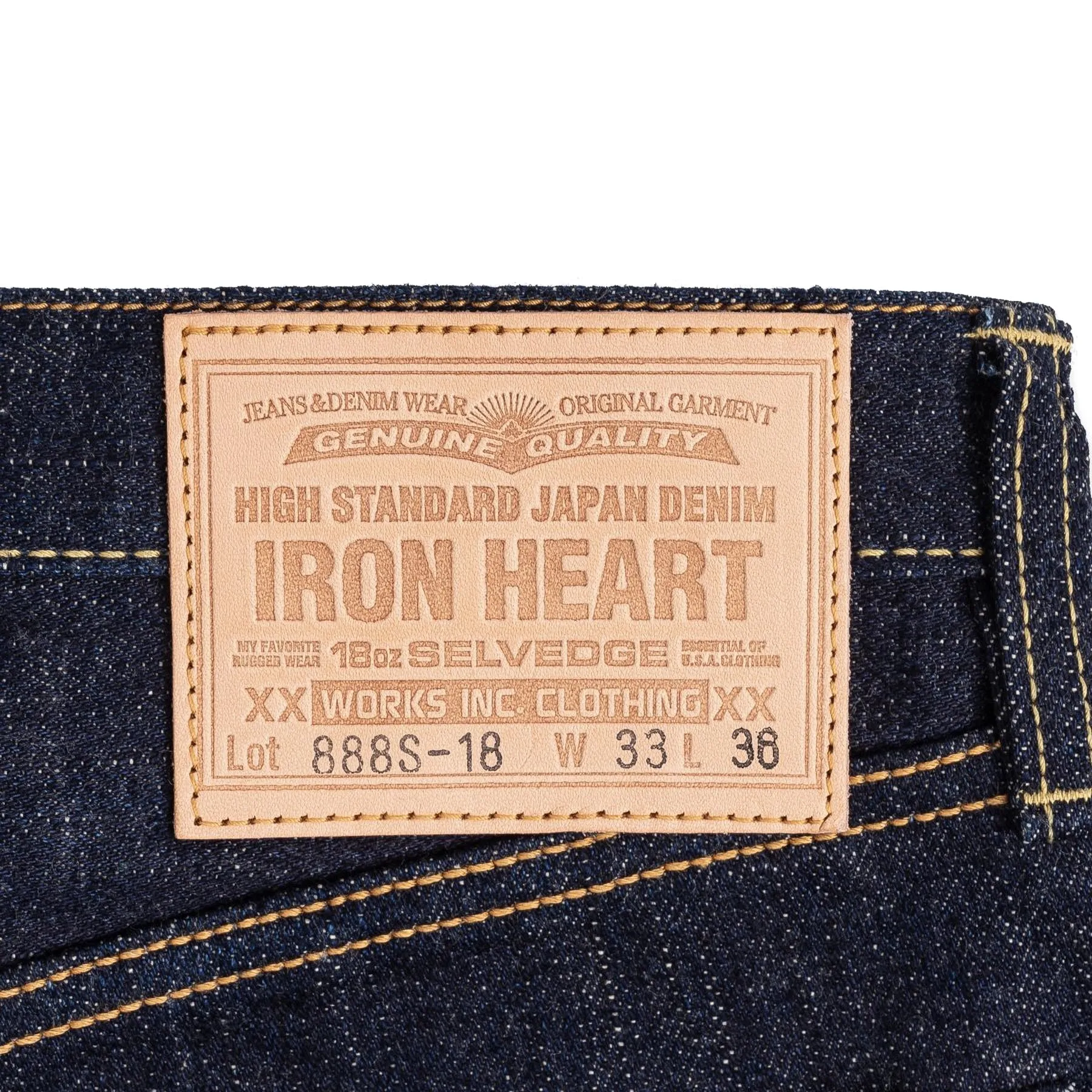 IH-888S-18 18oz Vintage Selvedge Denim Medium/High Rise Tapered Cut Jeans - Indigo