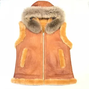 Kashani Cognac Fox Fur Shearling Vest