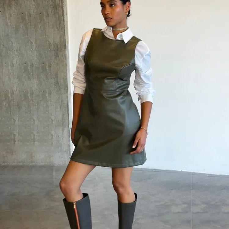 Khaki Sophie Pinafore Dress