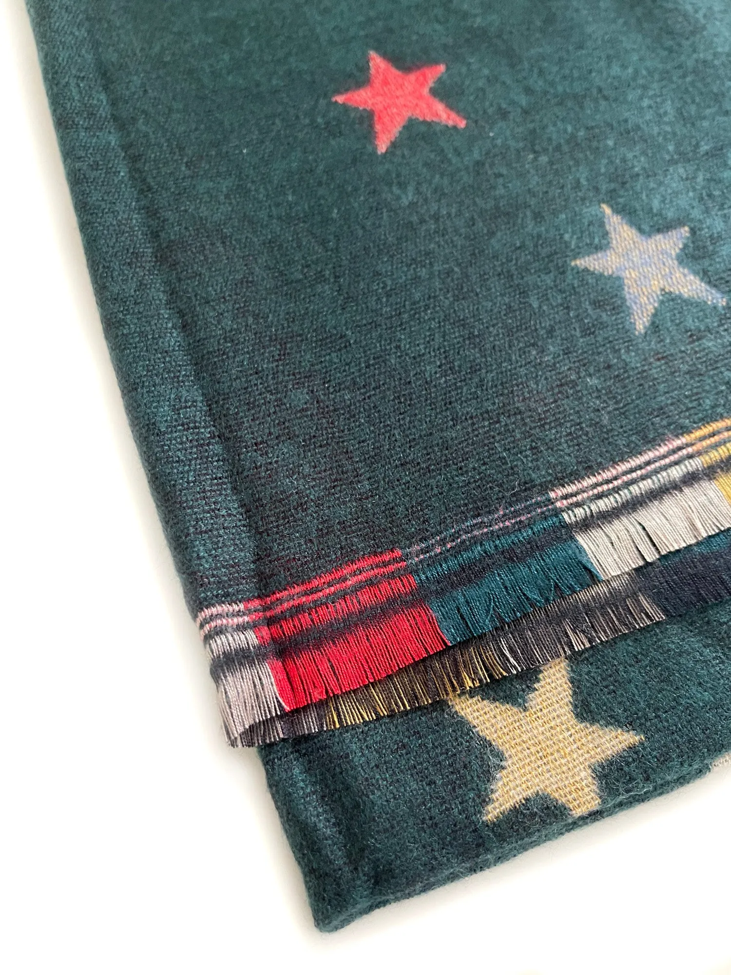 LARGE GREEN STAR PRINT REVERSIBLE WINTER SHAWL BLANKET SCARF