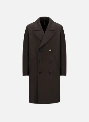 Long peacoat pressed wool - Dark Brown