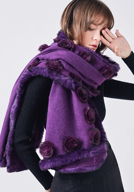 Luxury Real Fur Wool Scarf