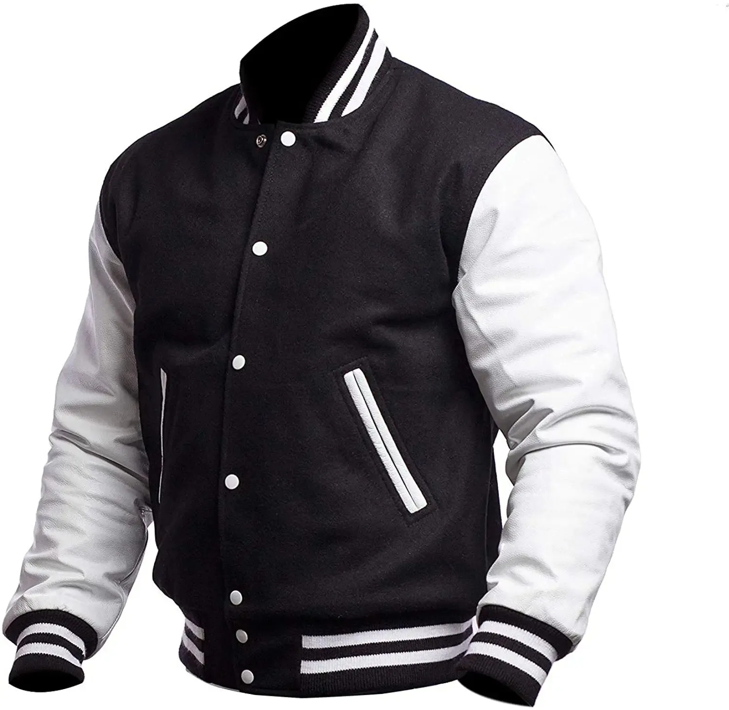 Mens Black And White Varsity Jacket