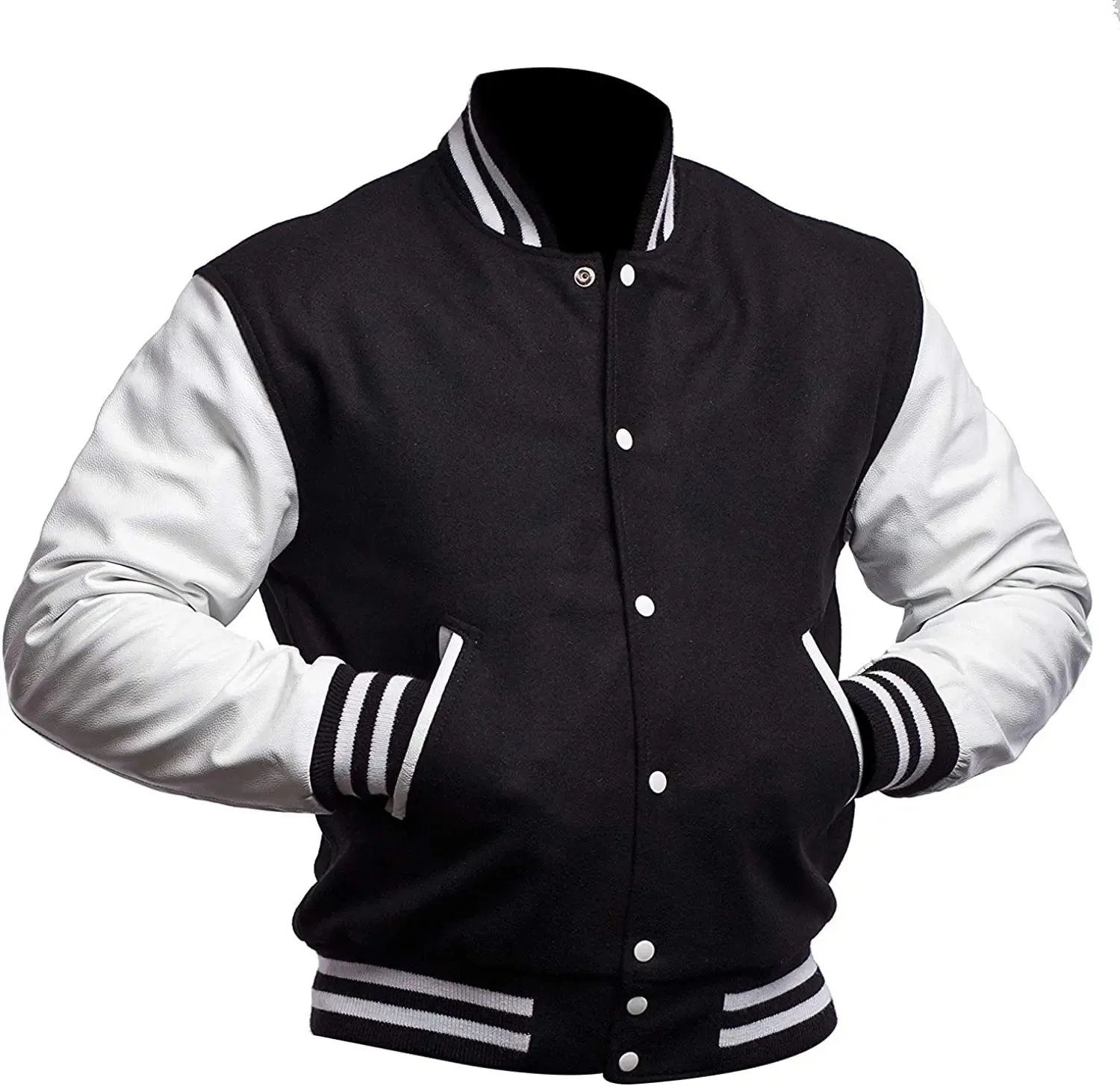 Mens Black And White Varsity Jacket