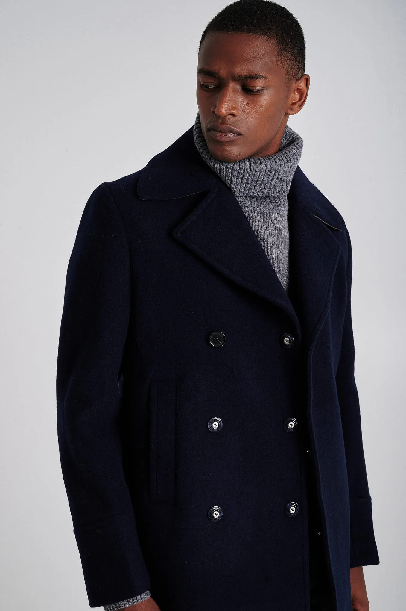 Men's Double Breasted Wool Blend Peacoat