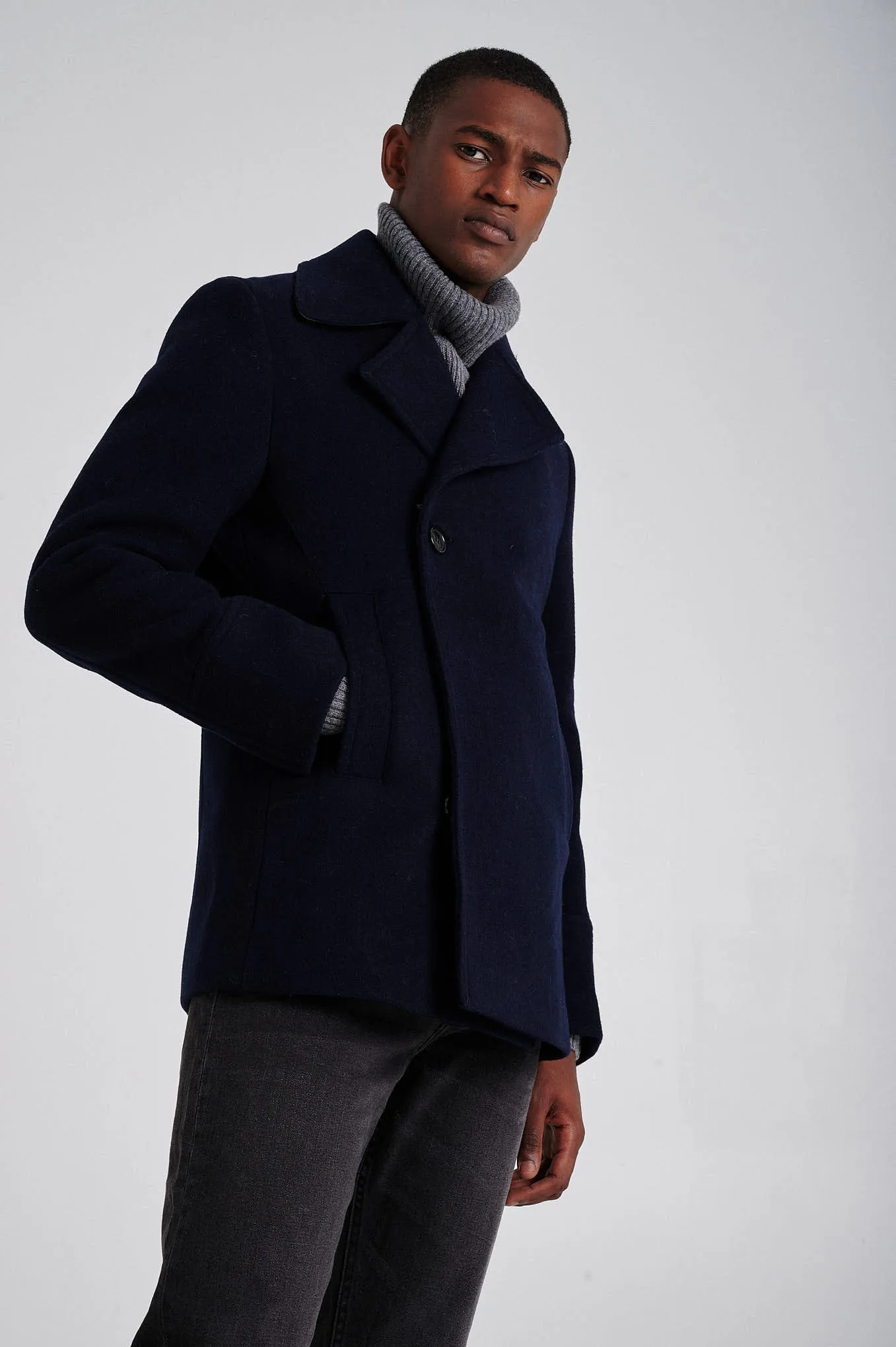 Men's Double Breasted Wool Blend Peacoat