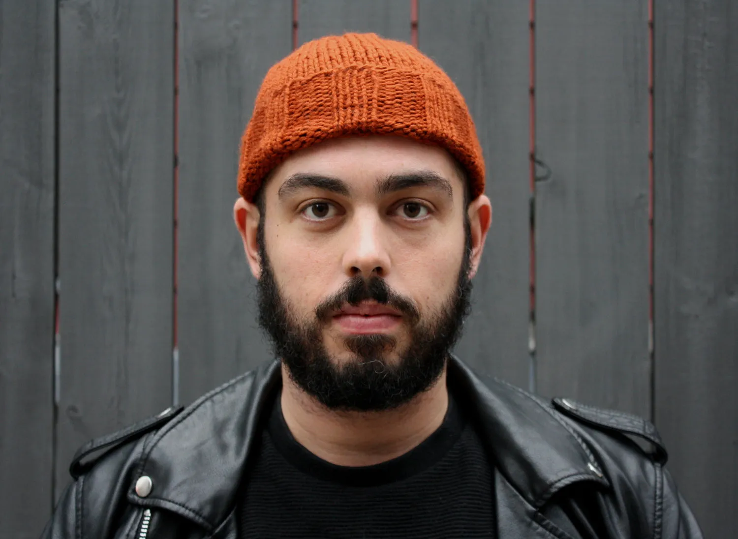 Men's Merino Beanie in Rust, hand knit with Merino wool in Canada