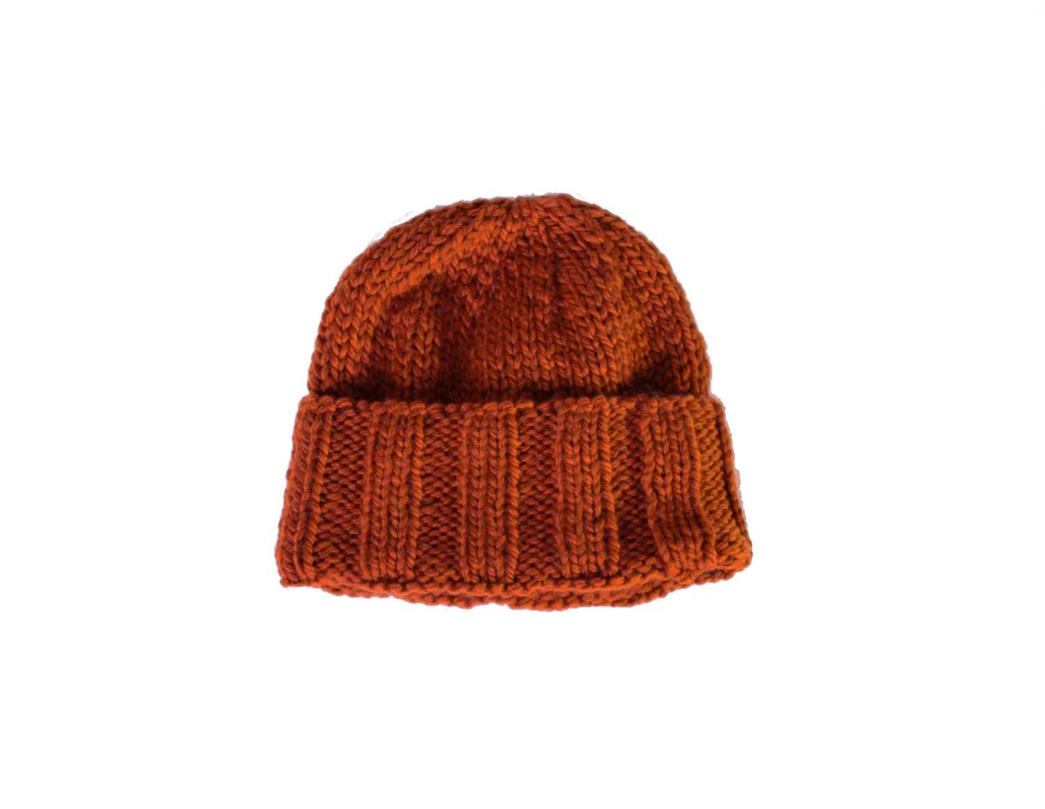 Men's Merino Beanie in Rust, hand knit with Merino wool in Canada