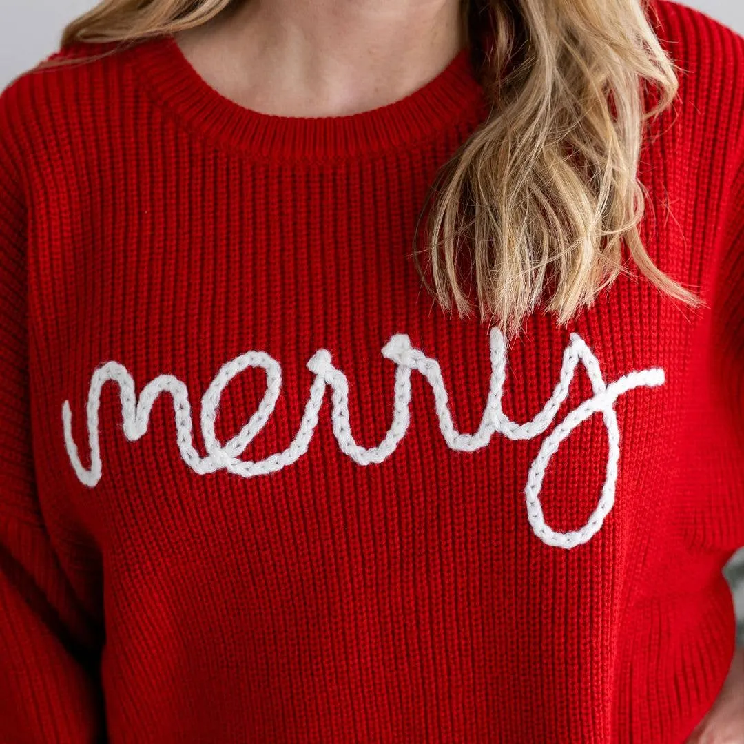 Merry Christmas Yarn Knit Sweater- Adult