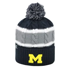 Michigan Wolverines TOW YOUTH Navy Striped Cable Windy Cuffed Beanie Hat Cap