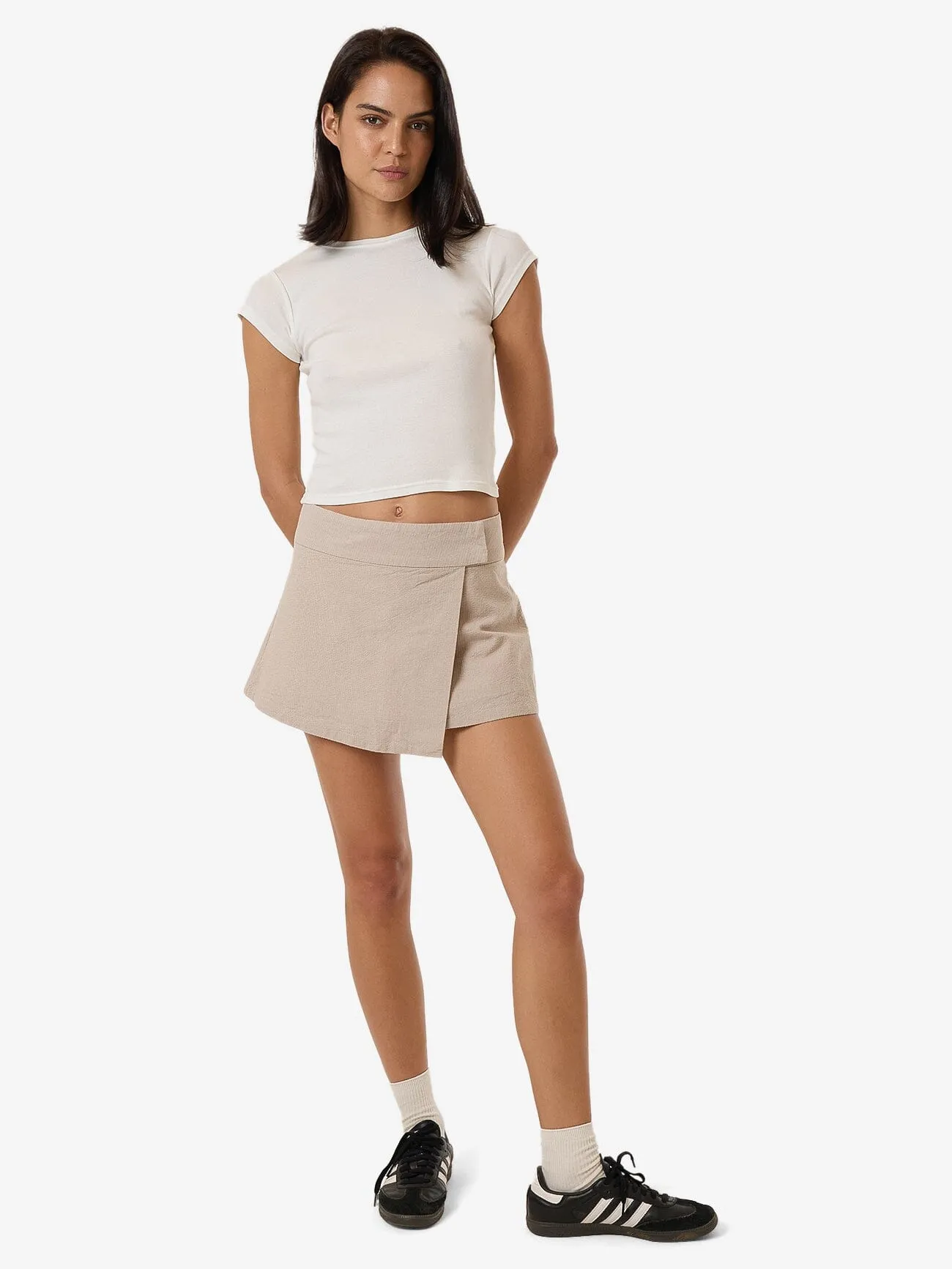 Miramar Mini Wrap Skirt - Stone