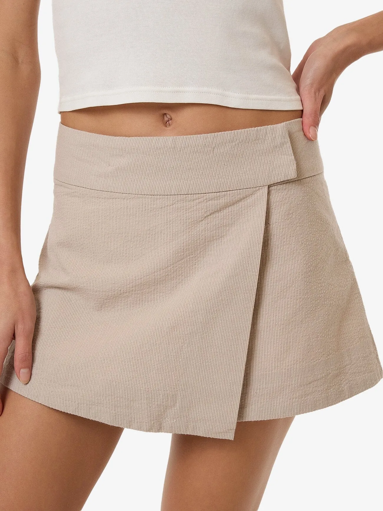 Miramar Mini Wrap Skirt - Stone