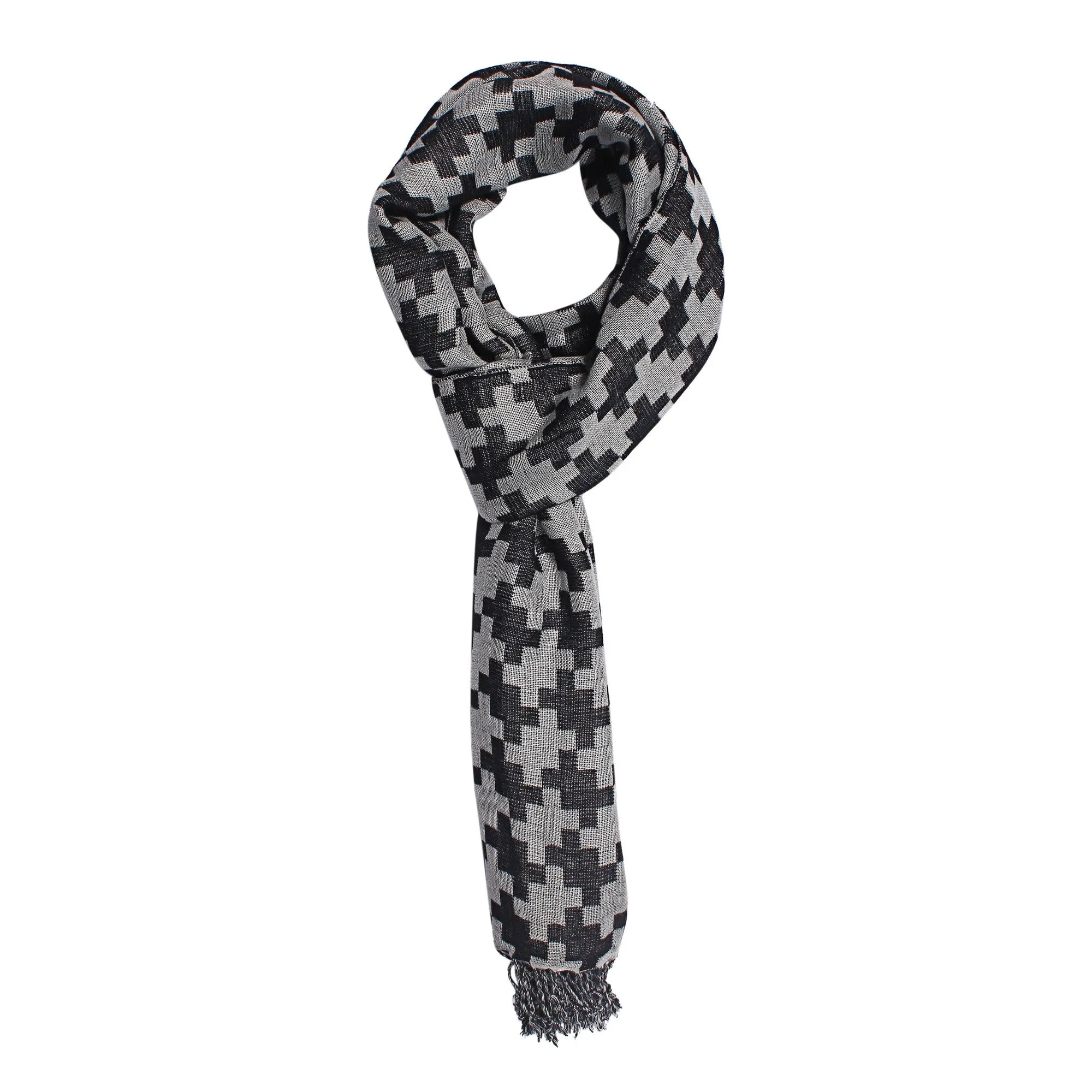 Monochrome Magic Ikkat Print Scarf