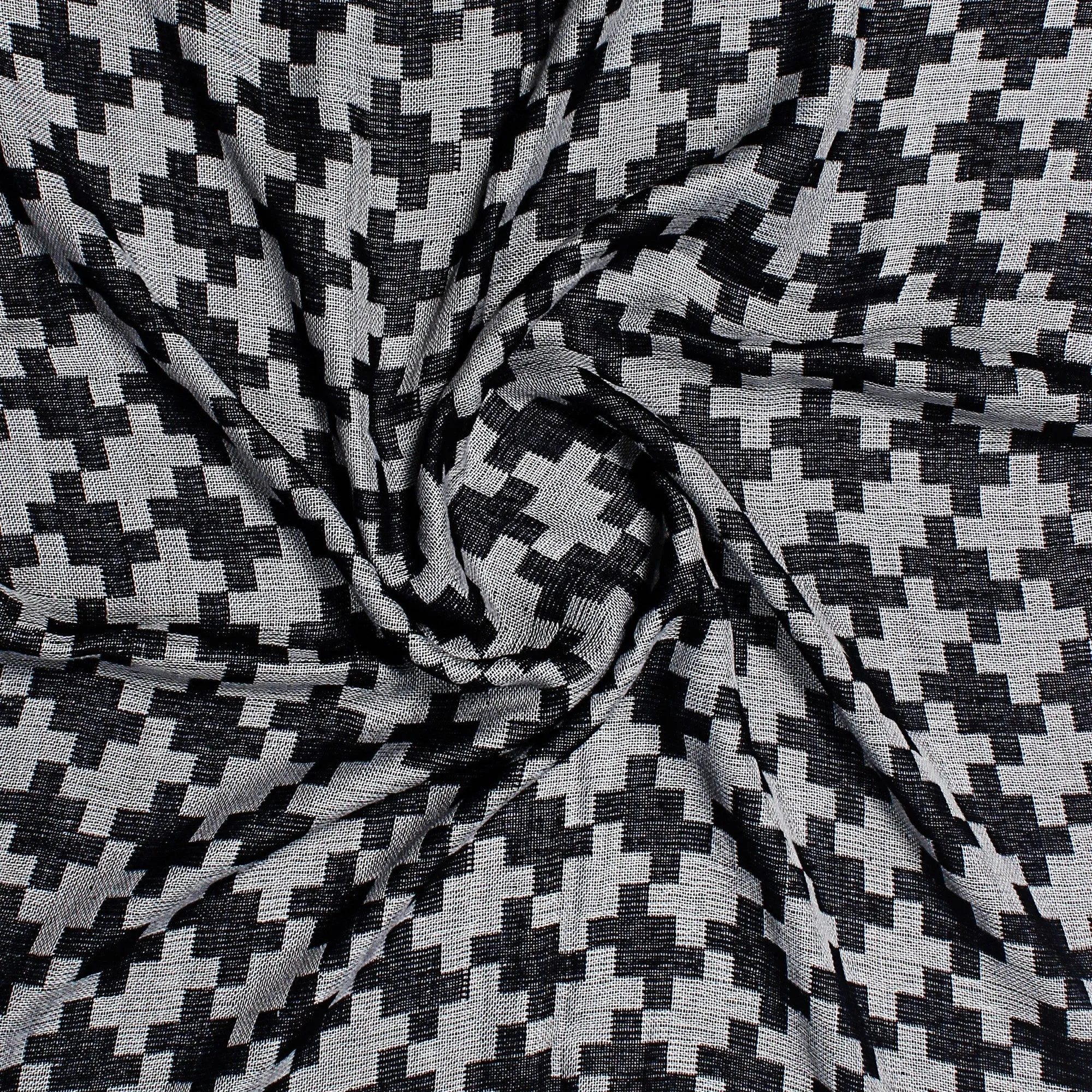 Monochrome Magic Ikkat Print Scarf