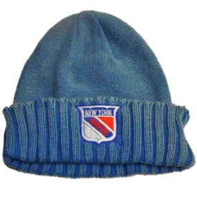 New York Rangers Retro Brand Unisex Faded Blue Cuffed Knit Beanie Hat Cap