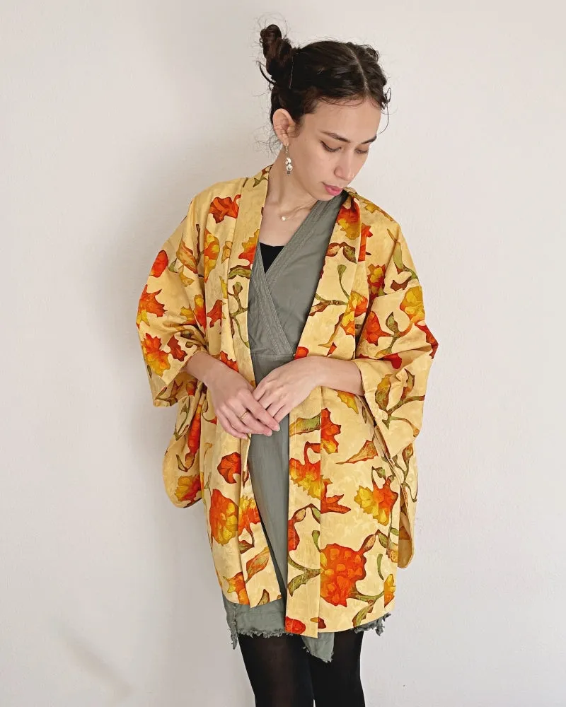 Orange Flower Haori Kimono Jacket