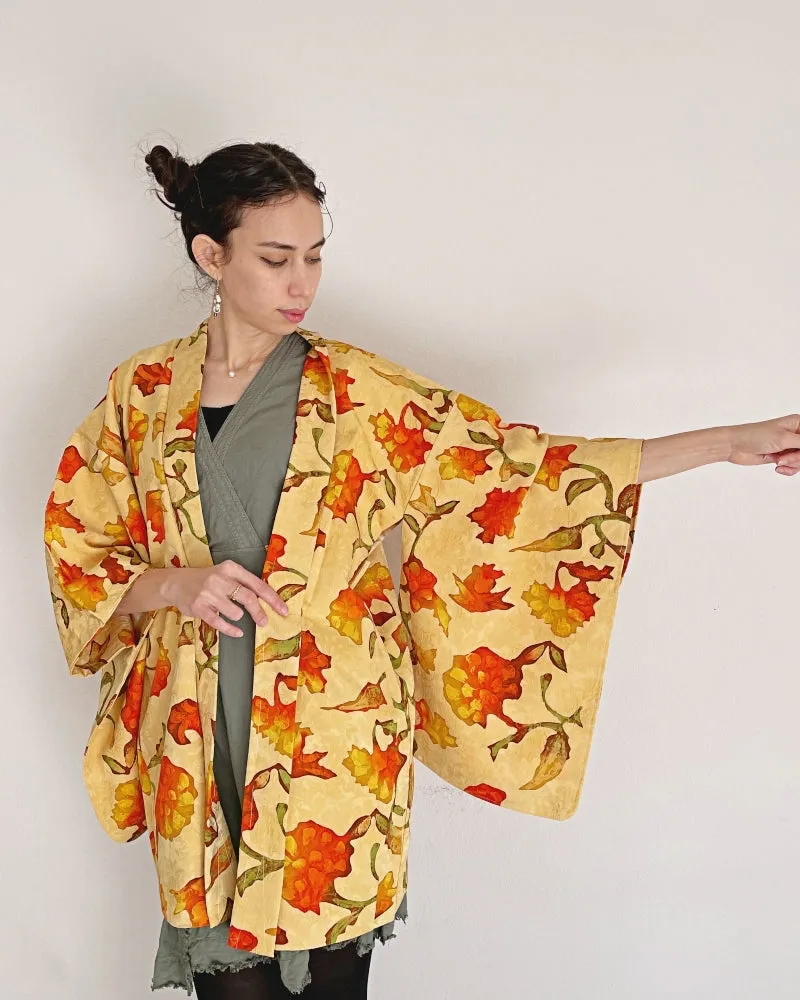 Orange Flower Haori Kimono Jacket