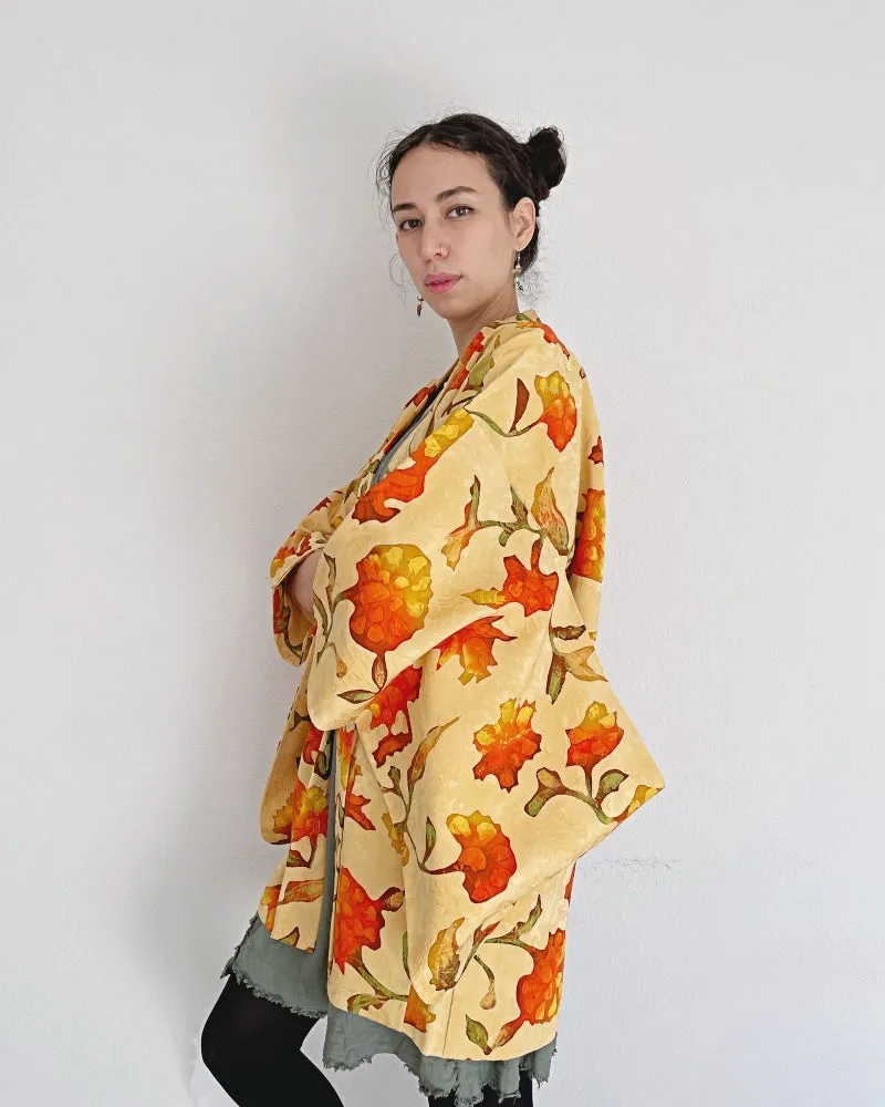 Orange Flower Haori Kimono Jacket