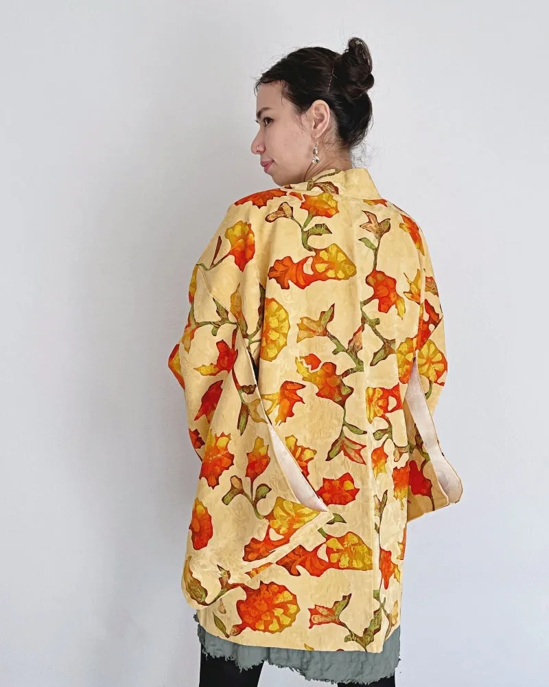 Orange Flower Haori Kimono Jacket