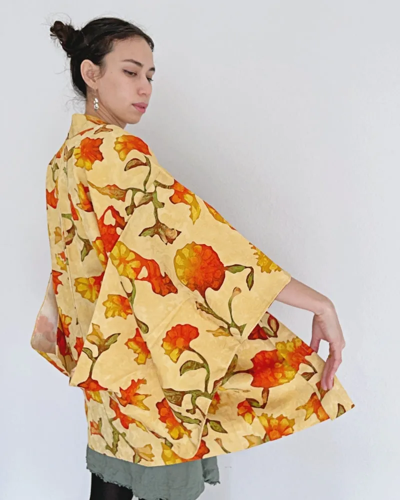 Orange Flower Haori Kimono Jacket