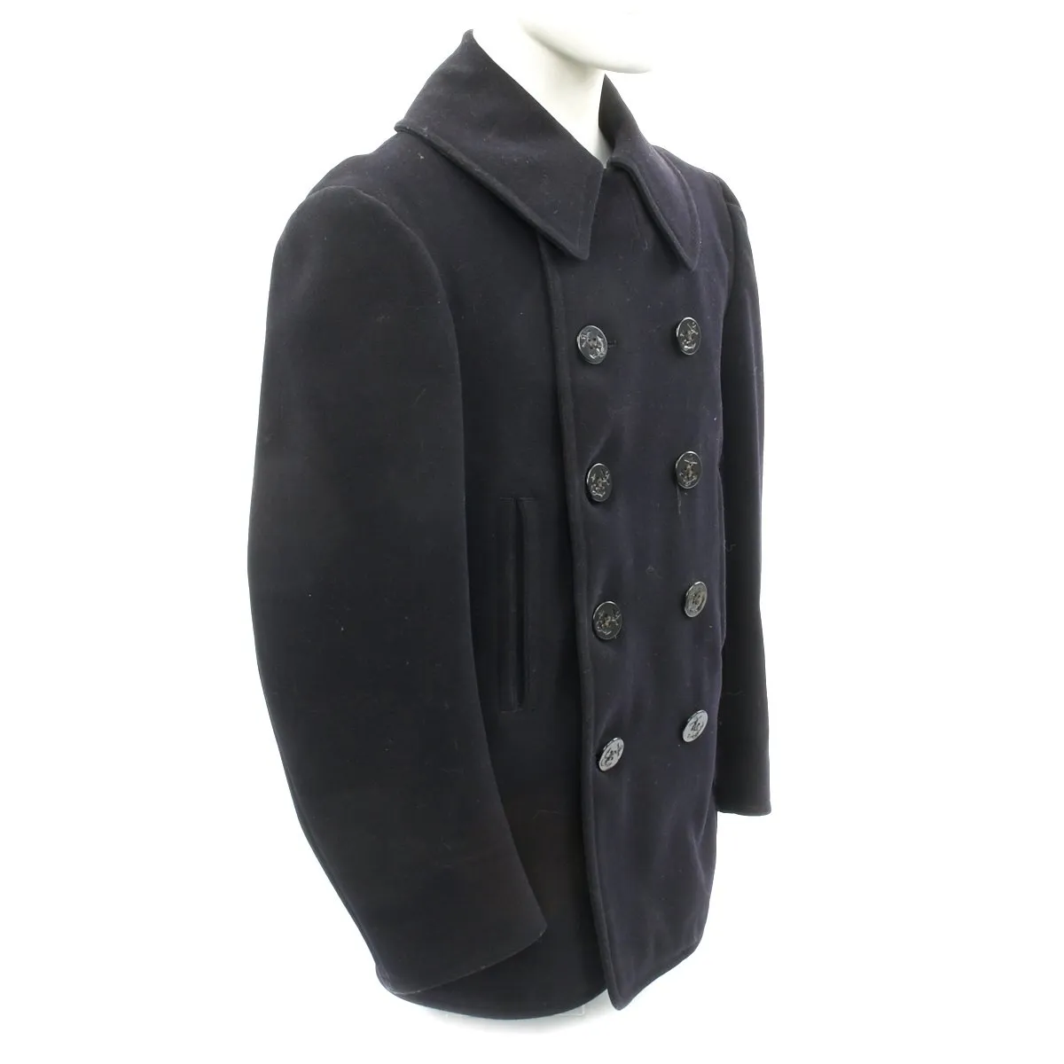 Original WWII U.S. Navy 10 Button Wool Pea Coat by Naval Clothing Factory - Size 40