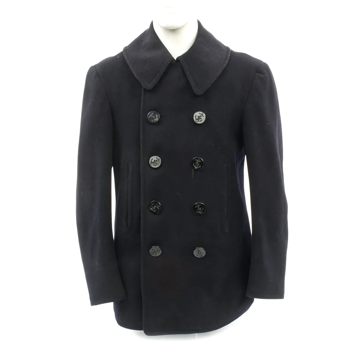 Original WWII U.S. Navy 10 Button Wool Pea Coat by Naval Clothing Factory - Size 40