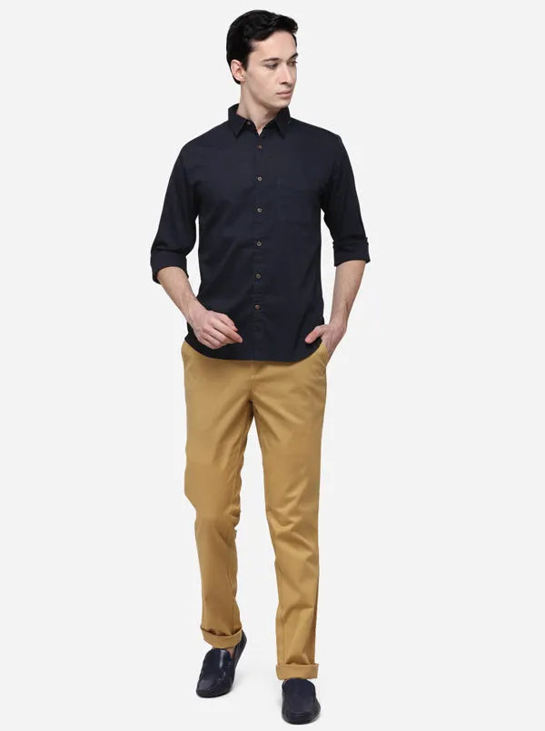 Peacoat Blue Slim Fit Solid Casual Shirt | Greenfibre