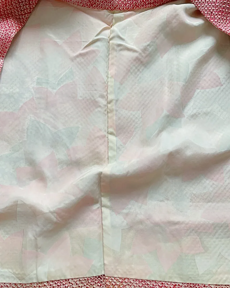 Pink Bamboo Leaves Shibori Kimono Jacket