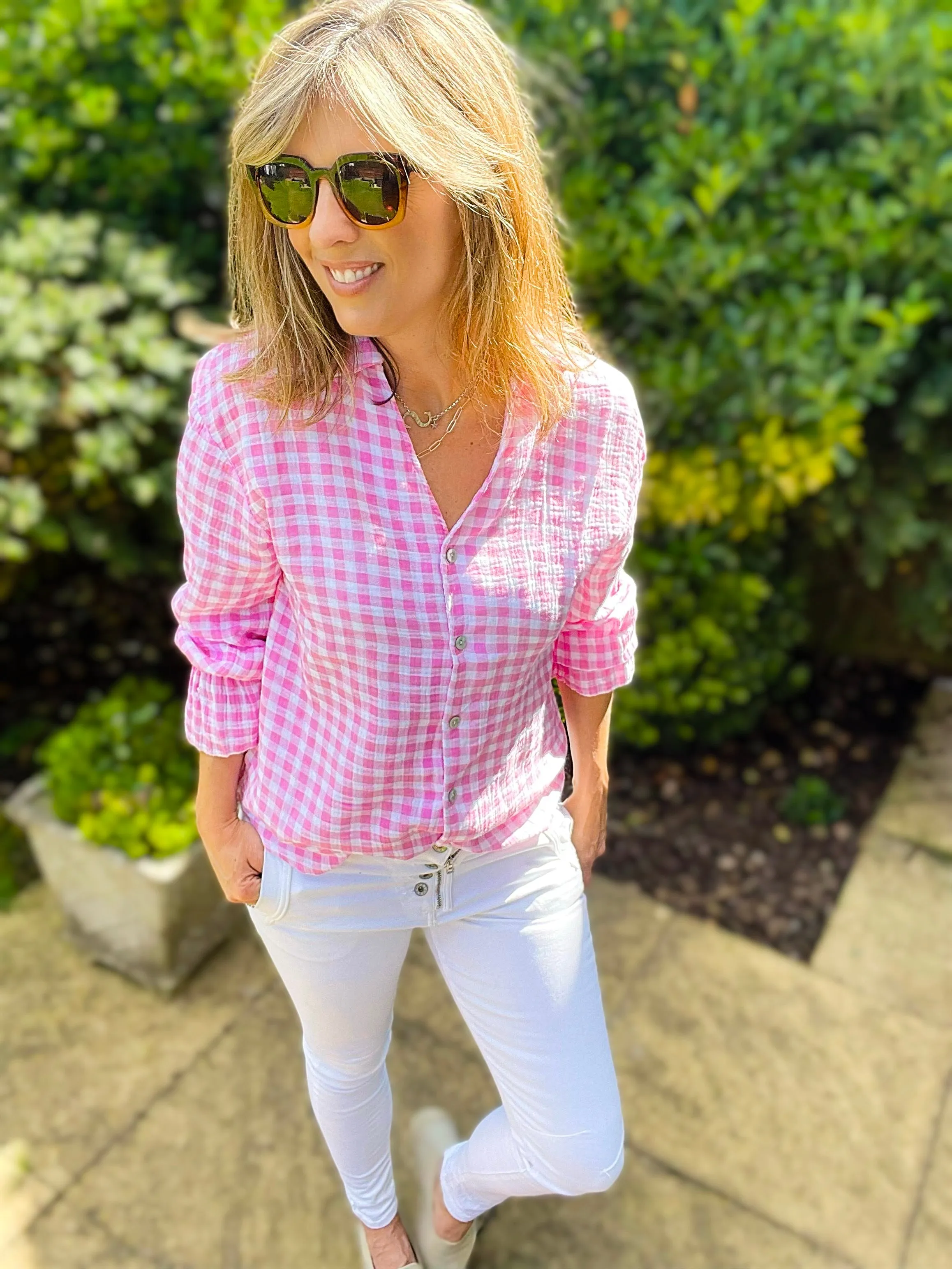 Pink Gingham Shirt