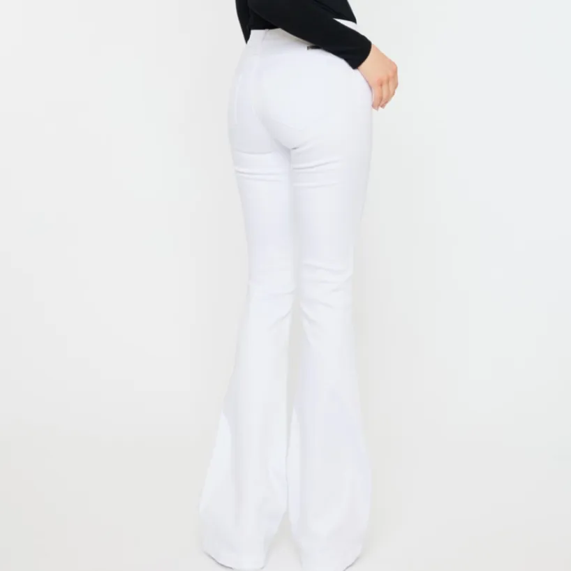 Poppy Mid Rise White Flare Jeans