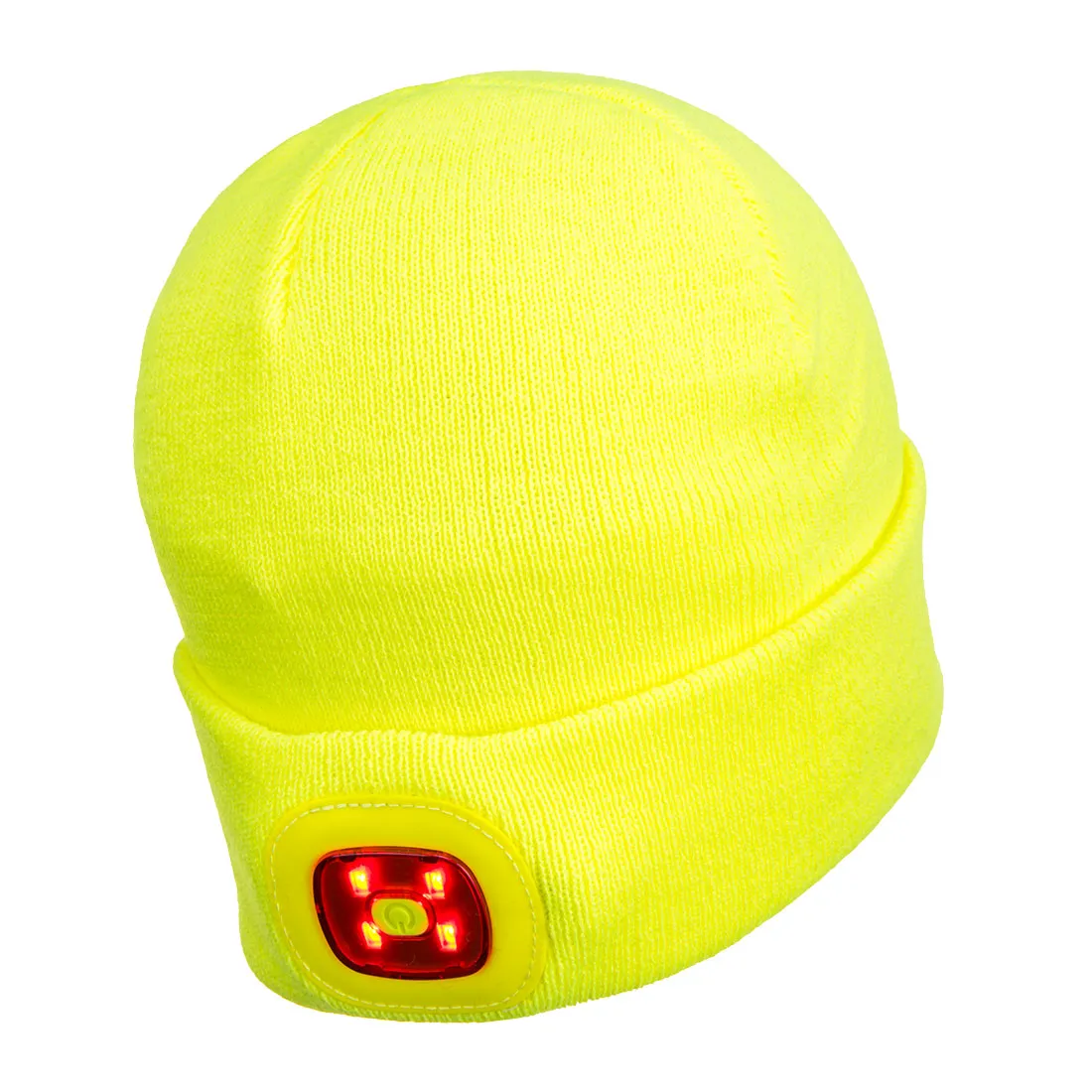 Portwest Workwear B028 - Rechargeable Twin front and back LED Beanie Black ideal for cyclists