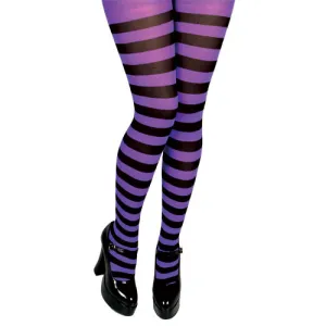 Purple and Black Striped Tights