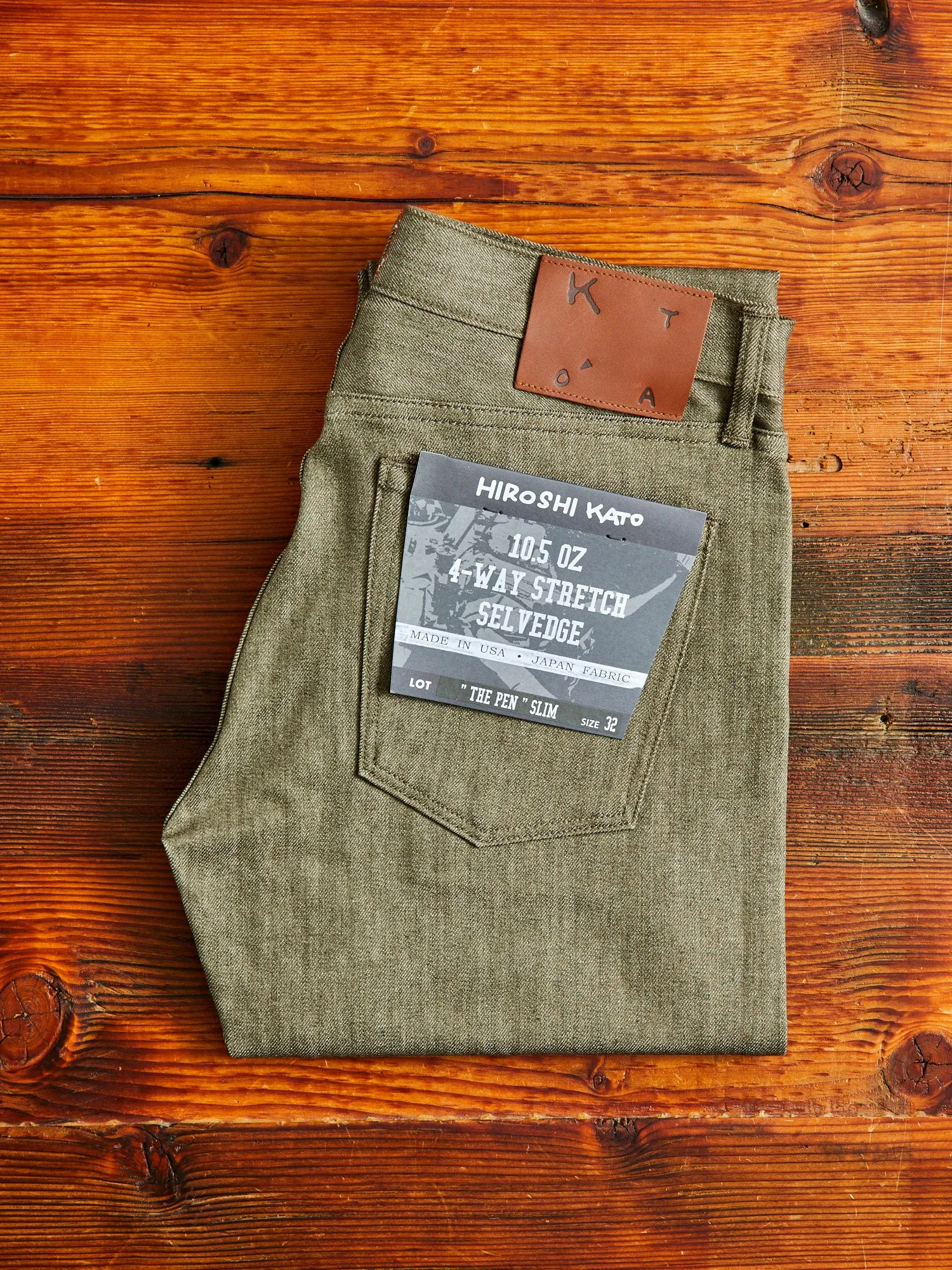 "Dark Green" 10.5oz Stretch Selvedge Denim - Pen Slim