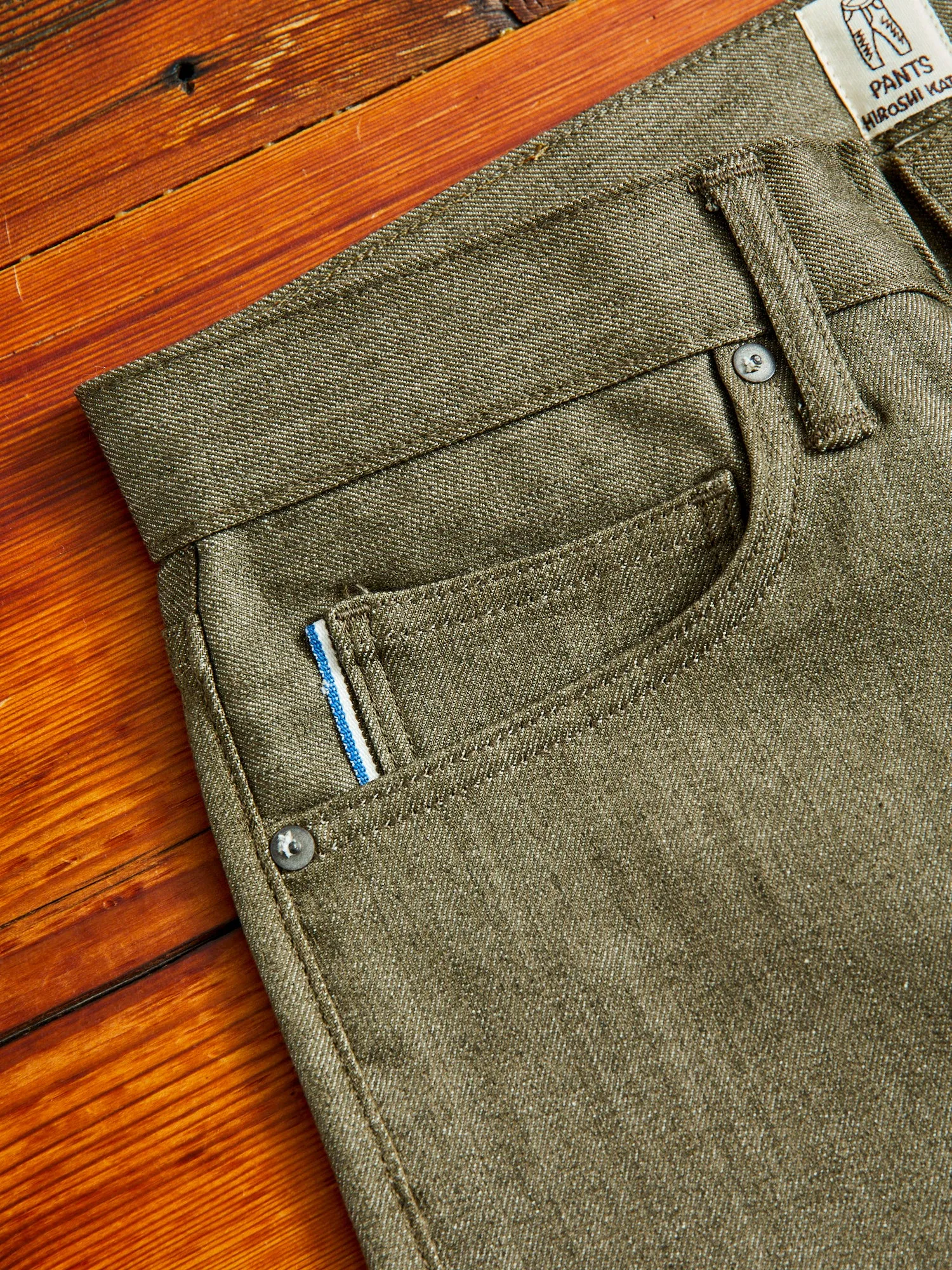 "Dark Green" 10.5oz Stretch Selvedge Denim - Pen Slim