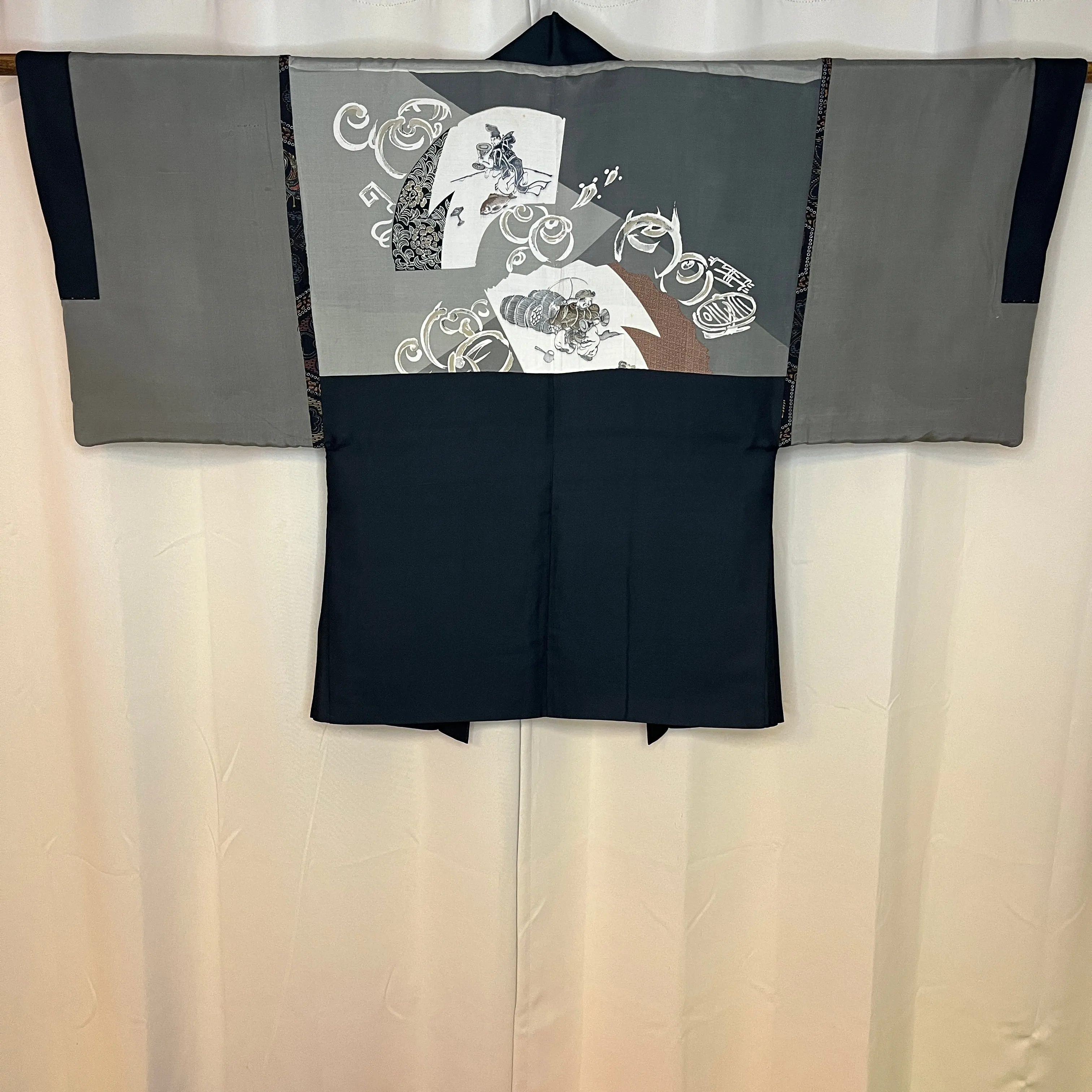 "Two Lucky Gods" Vintage Man's Haori