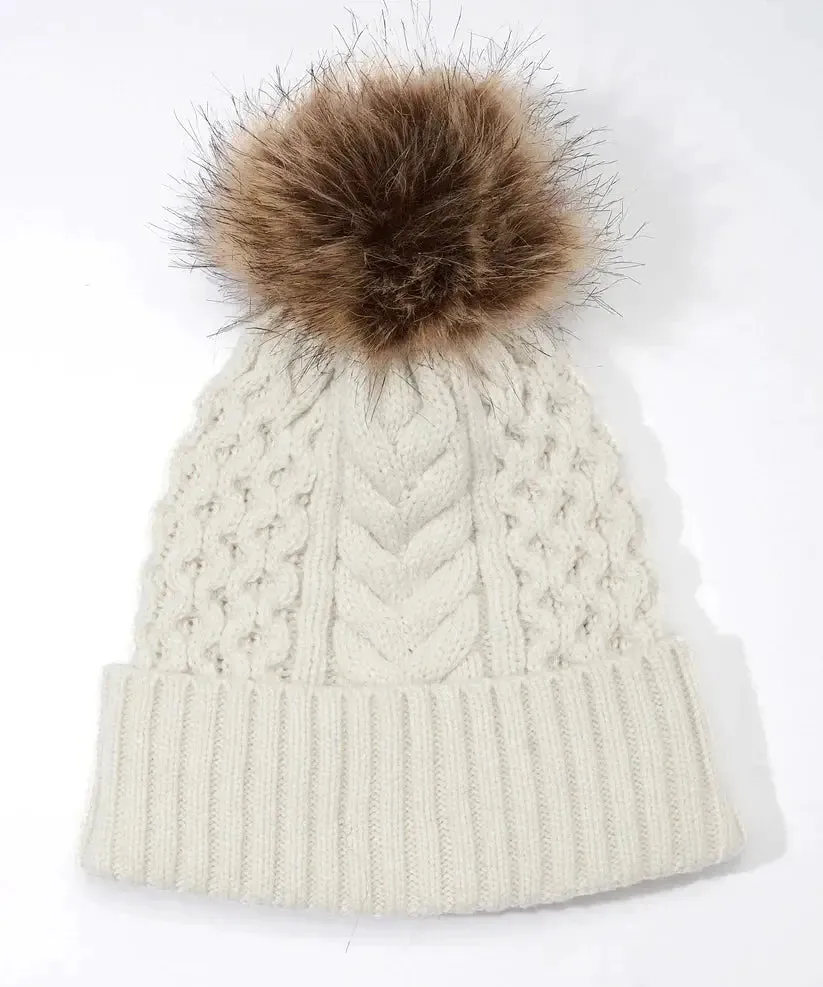 Recycled Wishbone Cable Pom Hat