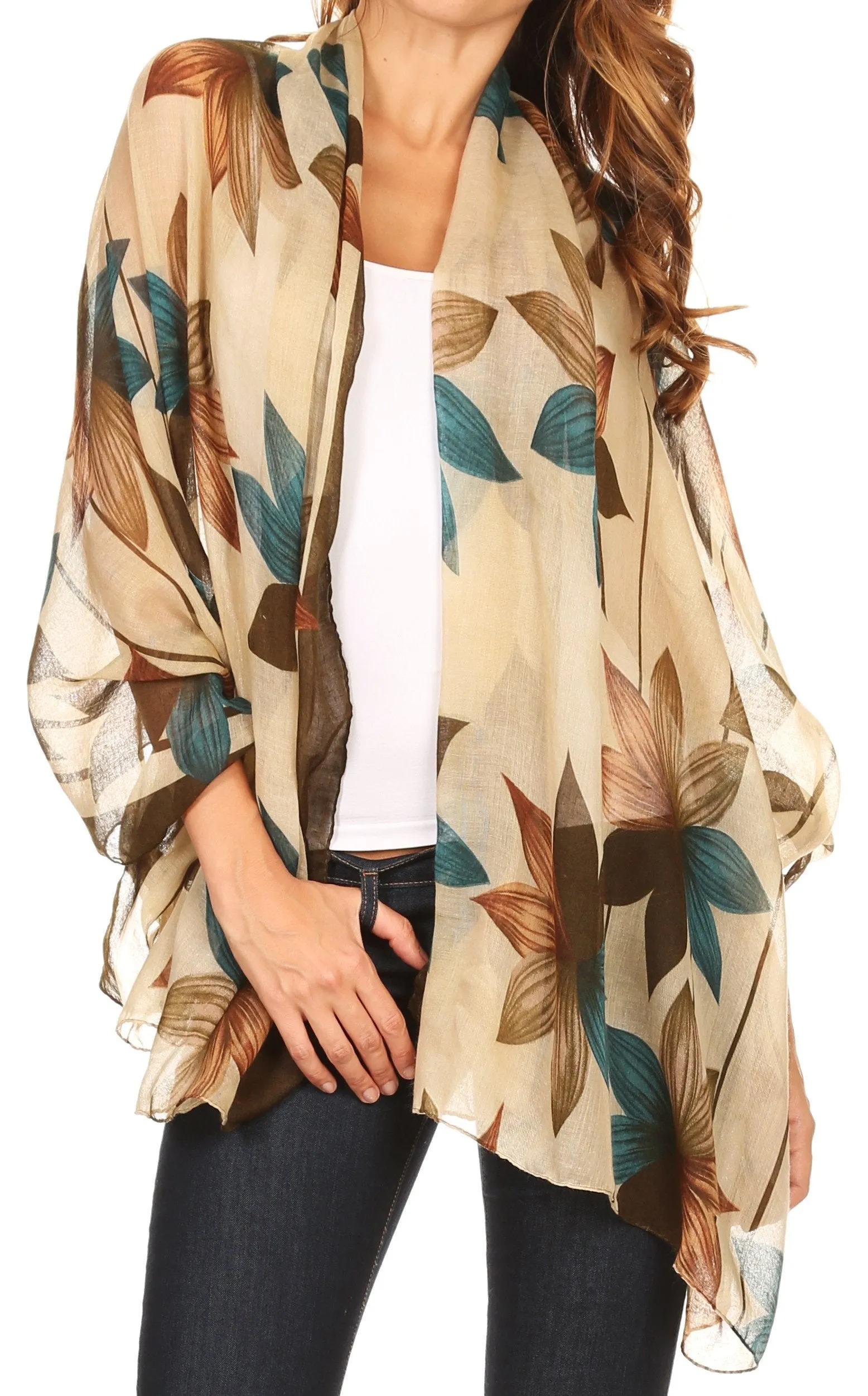 Sakkas Nichole summer gauze featherweight patterned versitile sheer scarf wrap