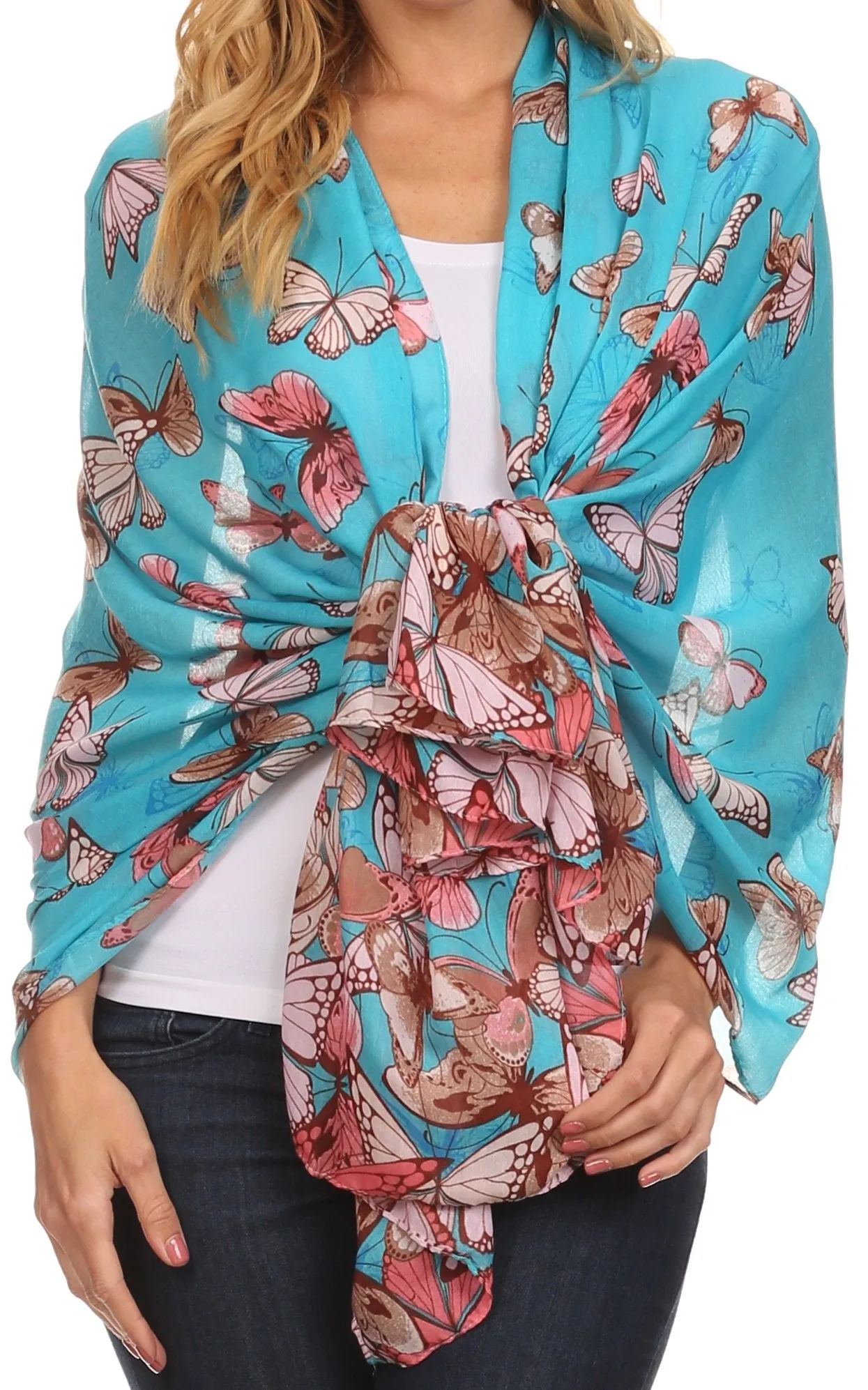 Sakkas Nichole summer gauze featherweight patterned versitile sheer scarf wrap