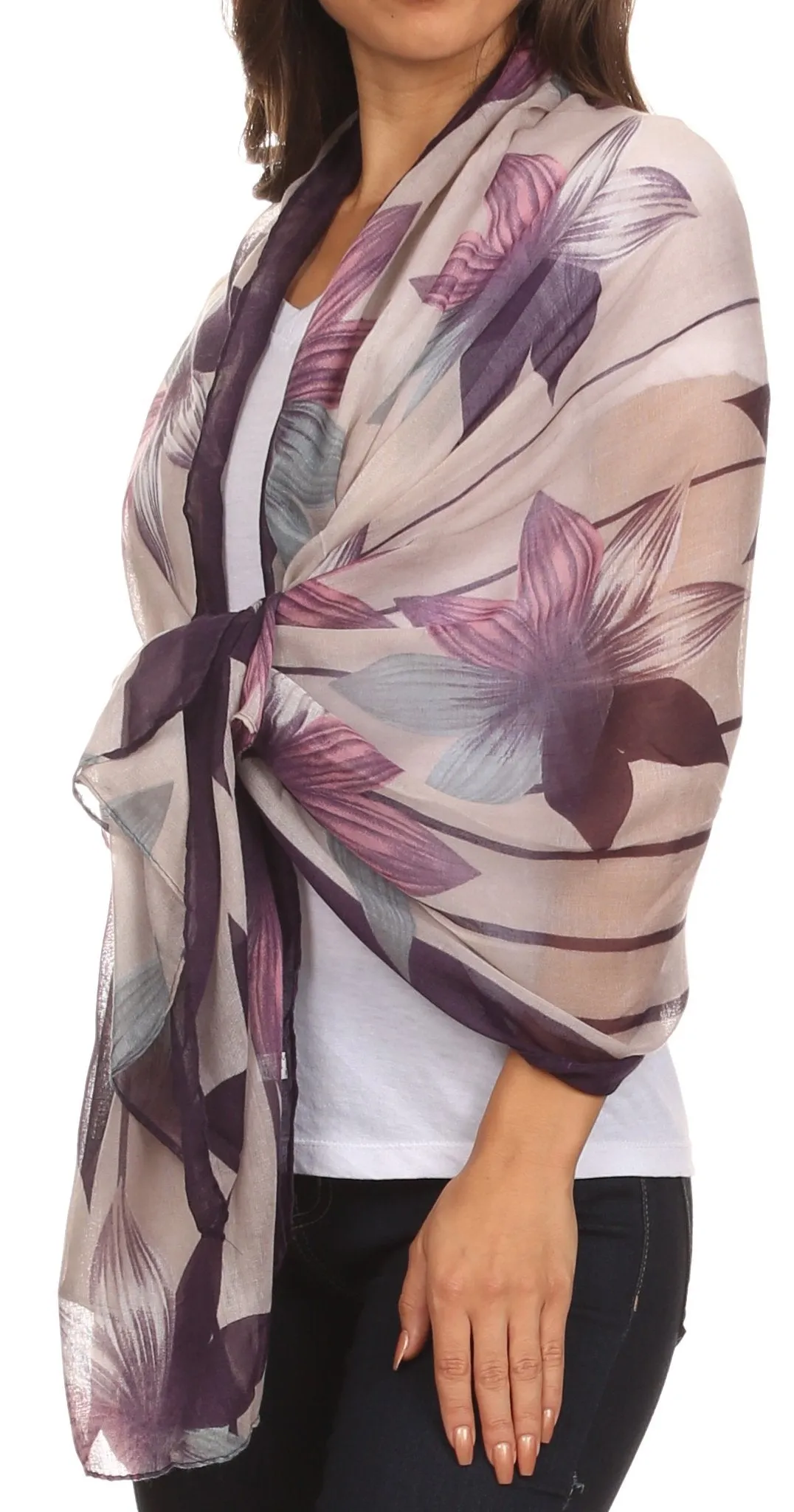 Sakkas Nichole summer gauze featherweight patterned versitile sheer scarf wrap