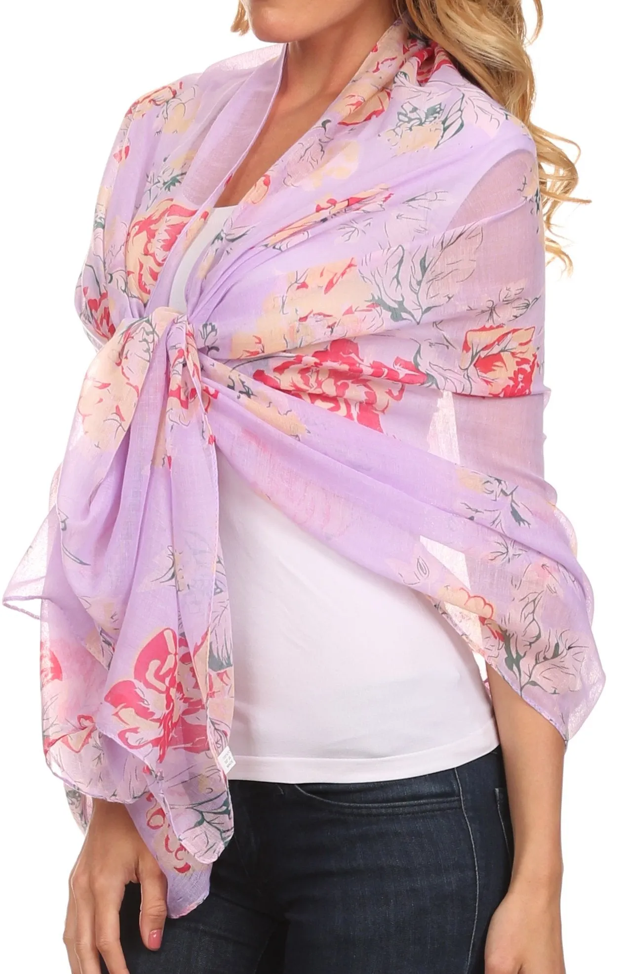 Sakkas Nichole summer gauze featherweight patterned versitile sheer scarf wrap